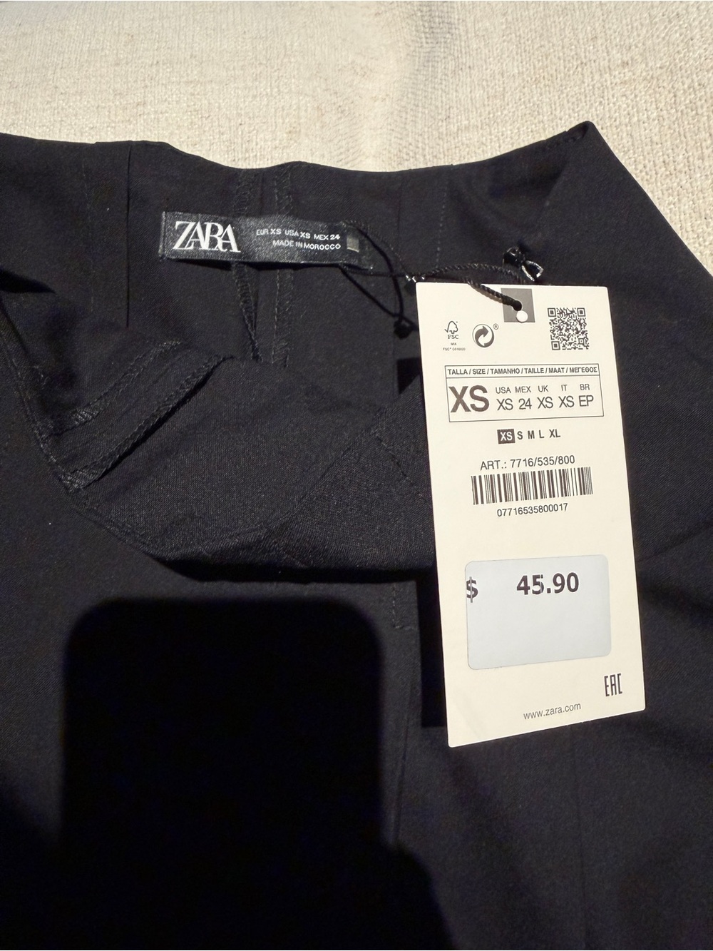 NWT Zara Black Pleated Skort XS - Picture 5 of 12